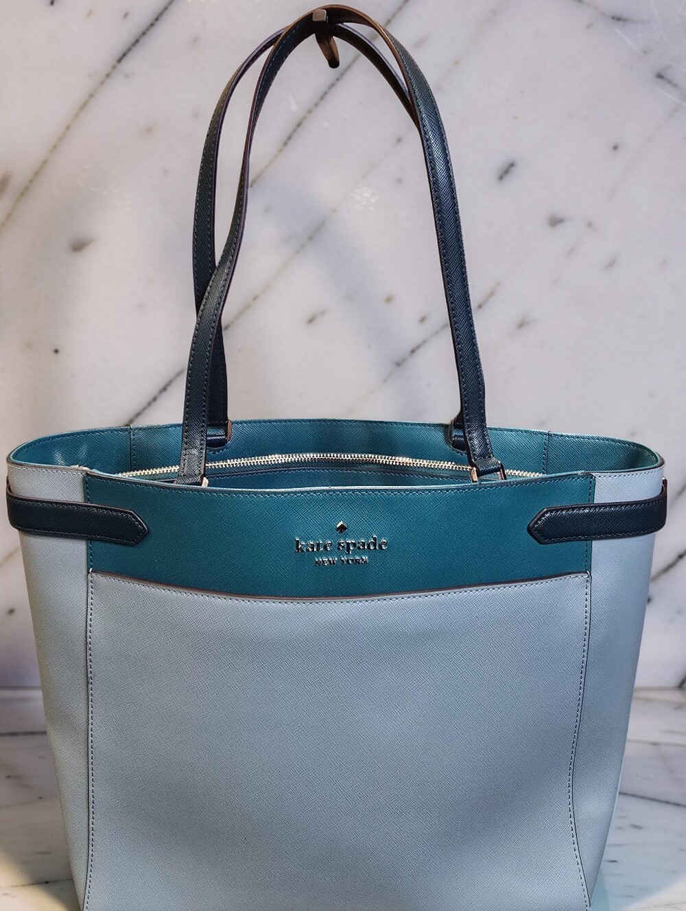 Kate Spade Staci Saffiano Leather Laptop Tote Bag Teal